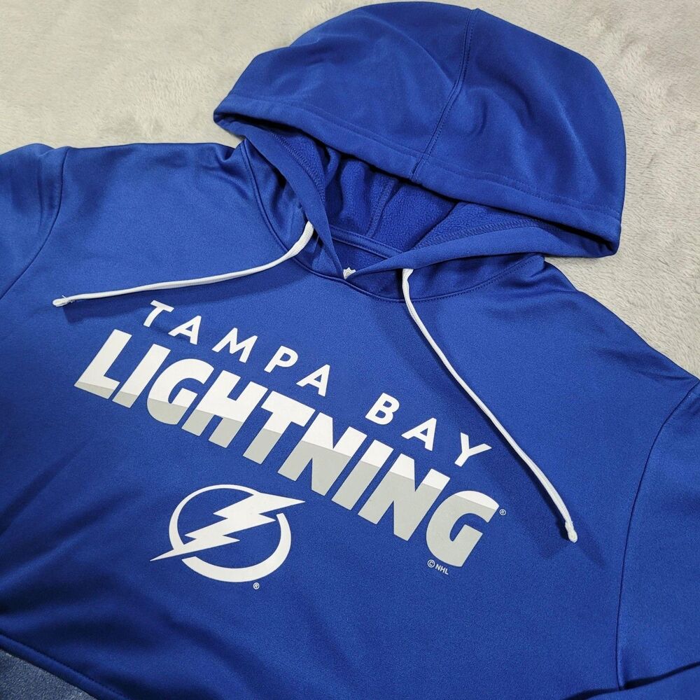 Tampa Bay Lightning Hoodie Mens Large Blue NHL Hockey Fanatics Fleece Pullover